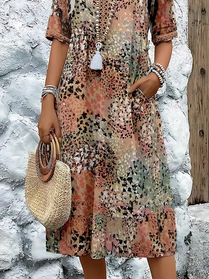 Isabella – Rochie Vibrantă de Lungime Medie