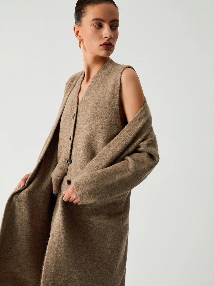 Cardigan Lung de Trei Piese cu Pantaloni pentru Timp Liber