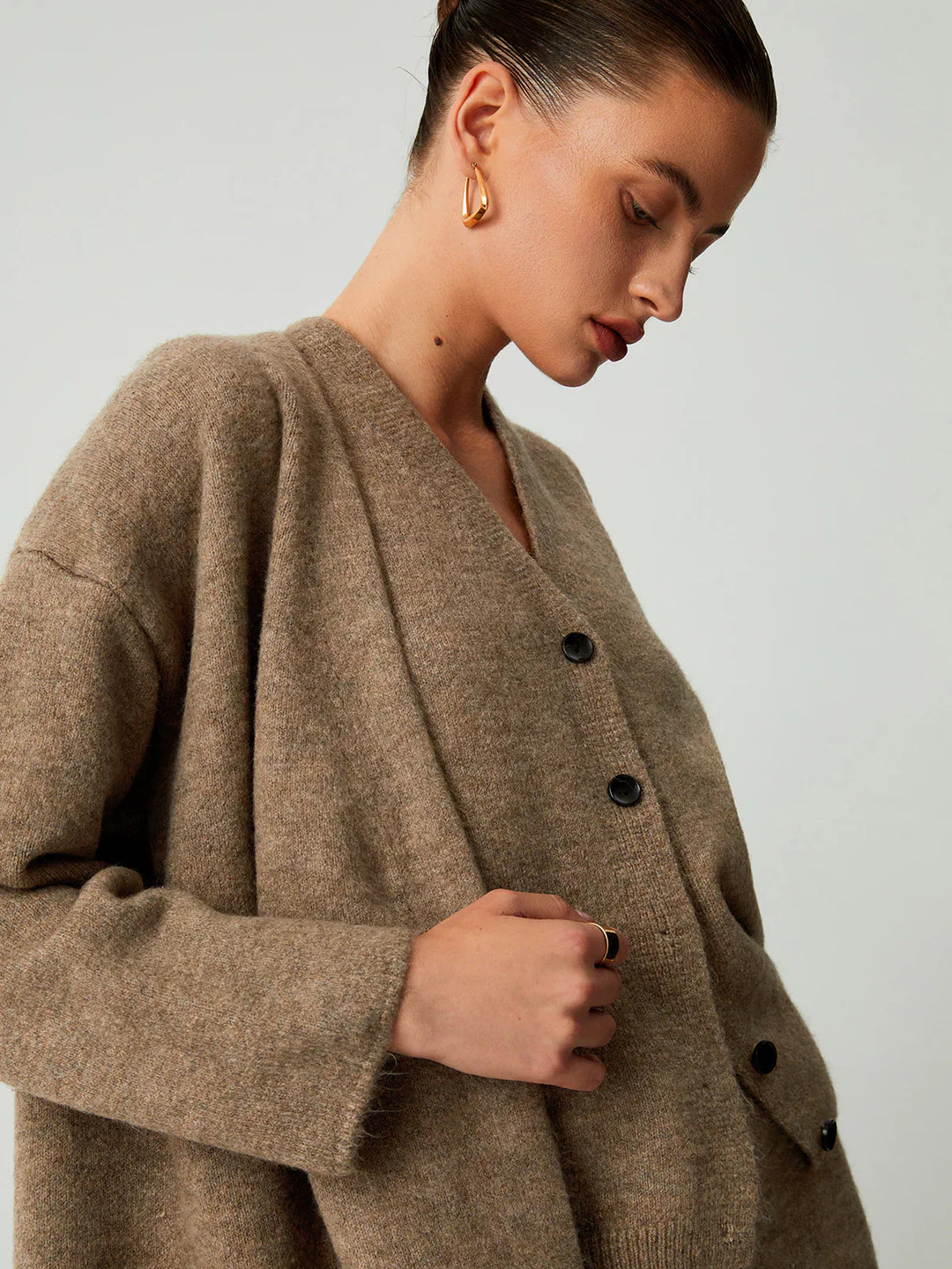 Cardigan Lung de Trei Piese cu Pantaloni pentru Timp Liber