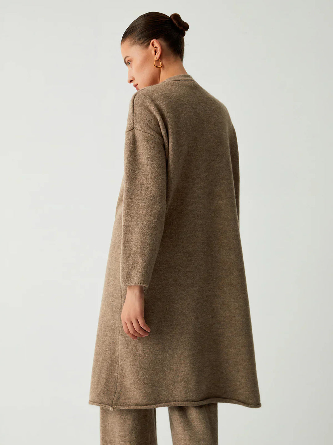 Cardigan Lung de Trei Piese cu Pantaloni pentru Timp Liber