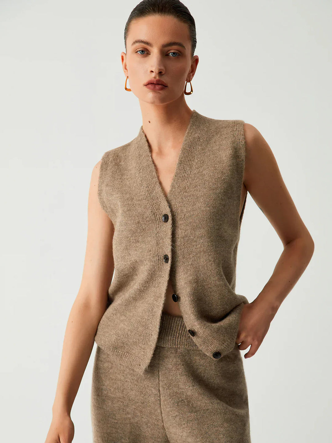 Cardigan Lung de Trei Piese cu Pantaloni pentru Timp Liber