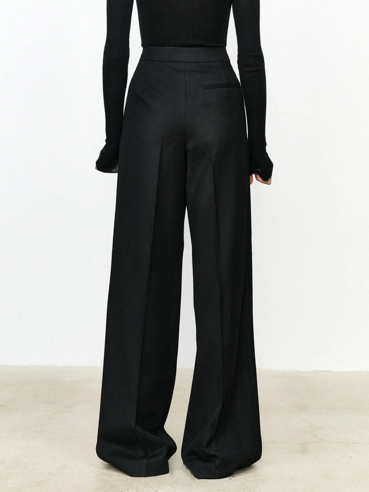 Pantaloni de birou cu talie asimetrică și picior drept