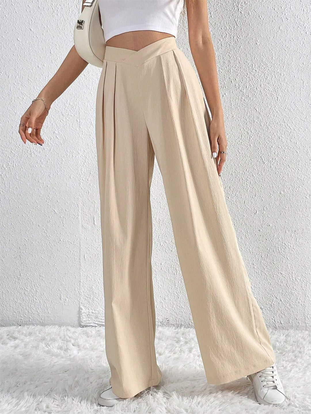 Pantaloni Largi Plisati Stil Oldmoney