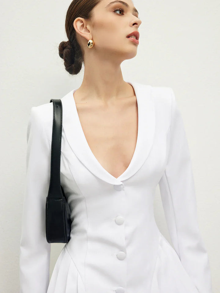Rochie Corset Plisată cu Rever