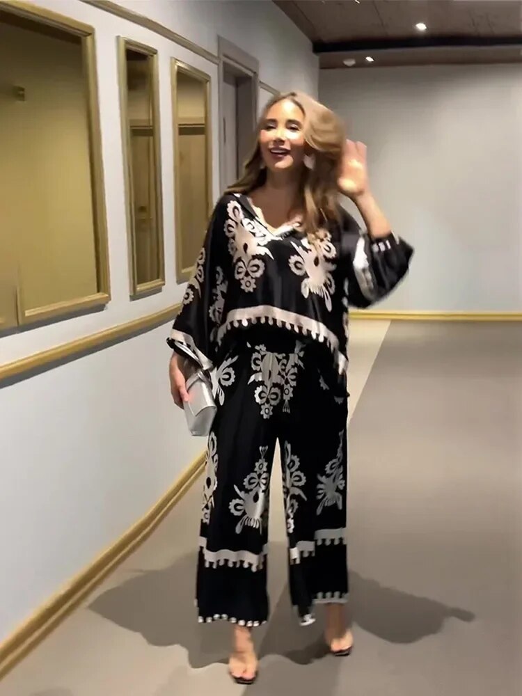 MILANI – COMPLET DE PANTALONI CU PRINT IRREGULAT