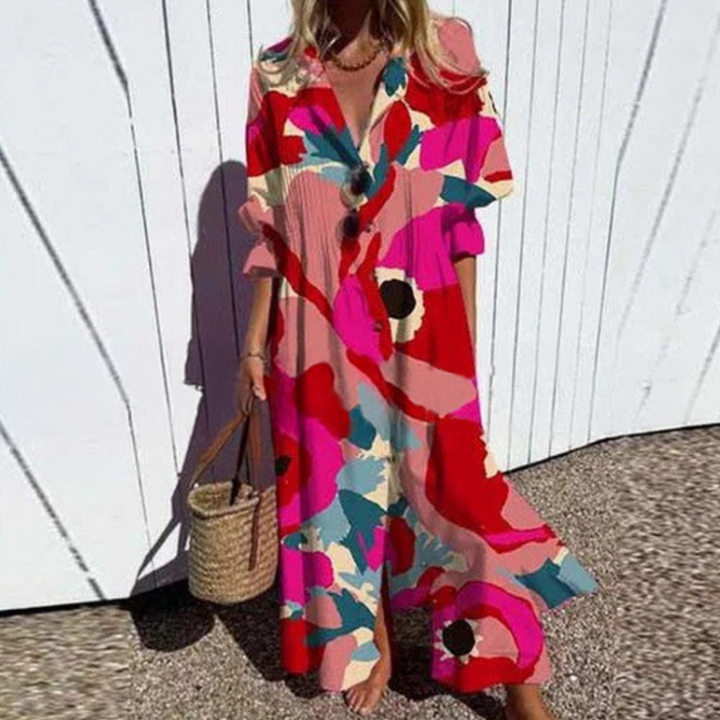 ISLA – ROCHIE MAXI CU BUTON ÎN VÂNTUL DE PE COASTĂ