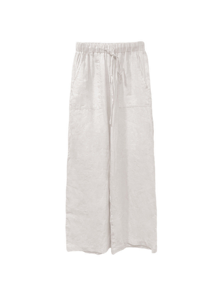 Pantaloni cu talie înaltă și croială dreaptă