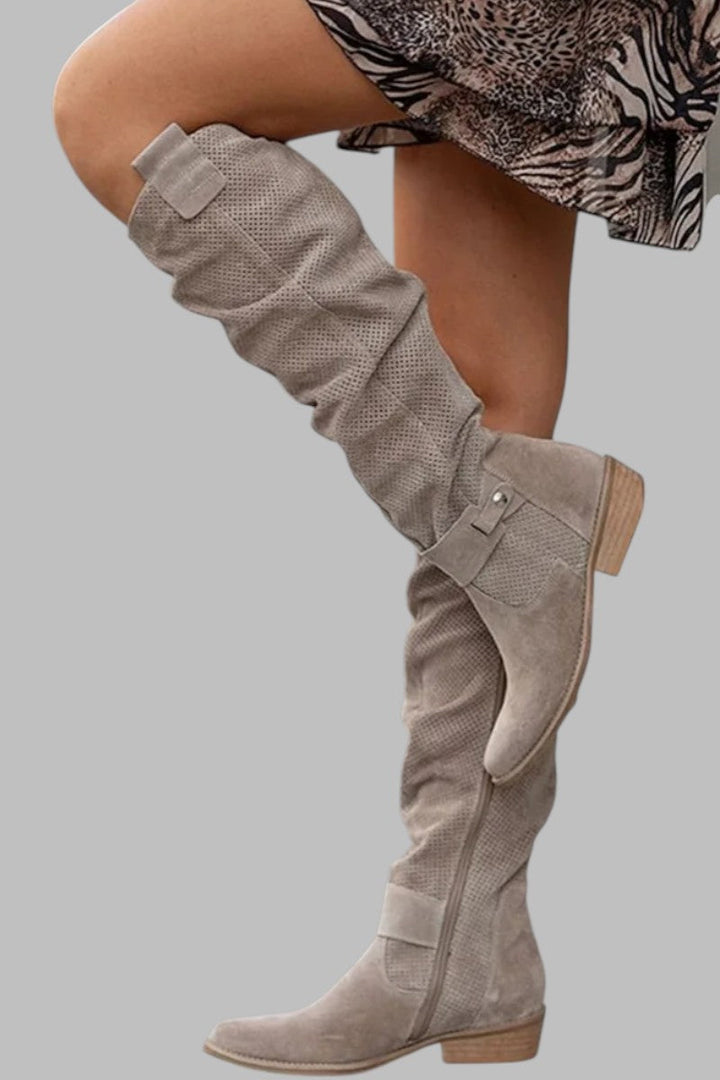 Cizme Slouchy din piele de căprioară pentru genunchi
