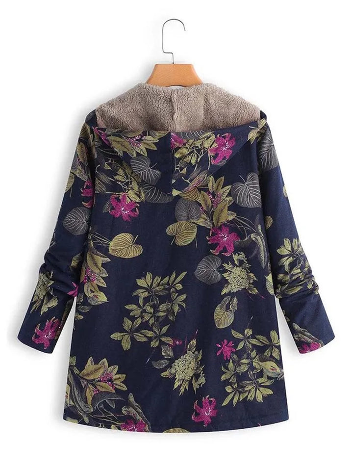 Geacă călduroasă damă cu imprimeu floral