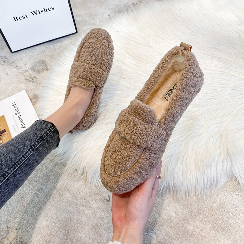 Luna™ Pantofi Pluşaţi Fără Toc
