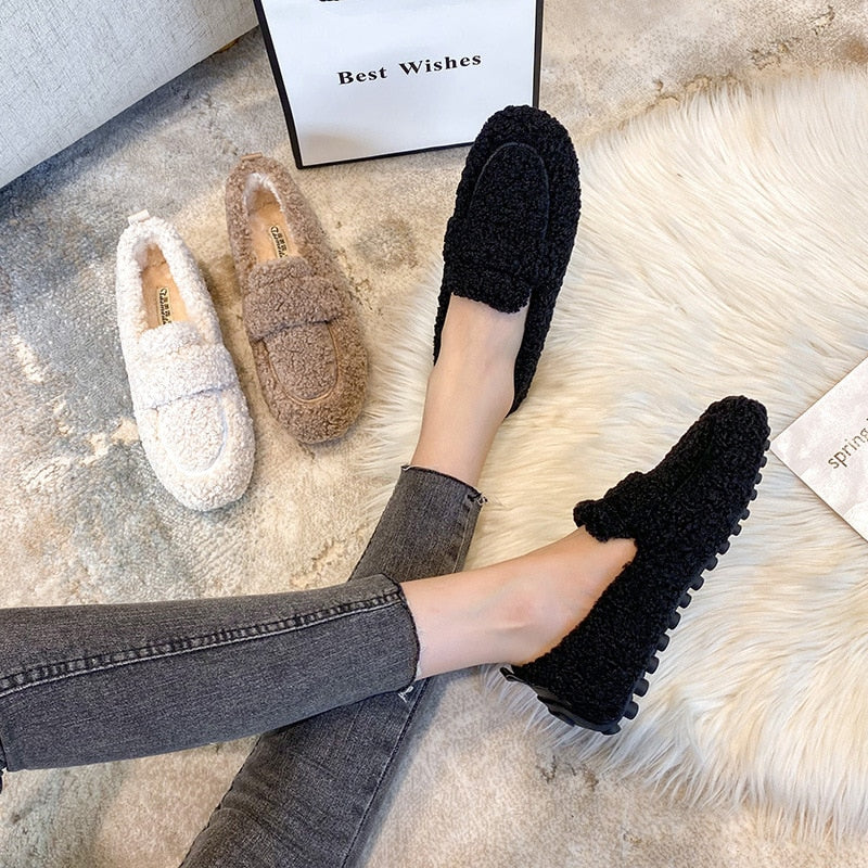 Luna™ Pantofi Pluşaţi Fără Toc