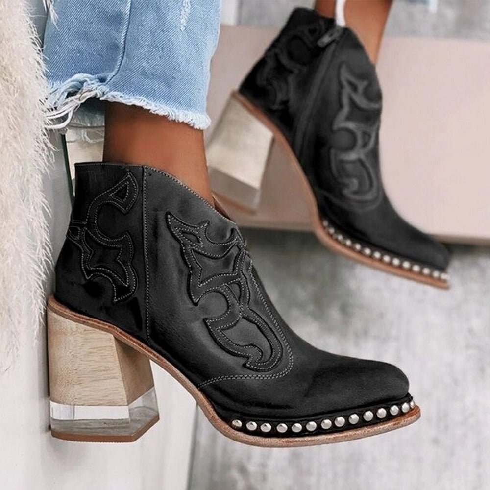 Jessy | Botine Brodate cu Toc Western