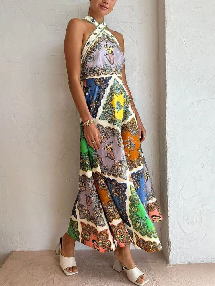 Rochia Maxi Halter Boho Luxe