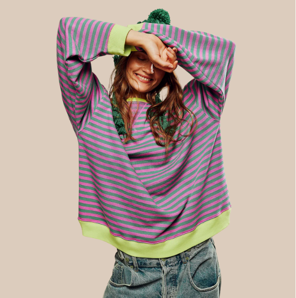 Manie - Pulover oversized cu dungi