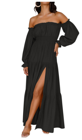 KENDRA – ROCHIE MAXI OFF-SHOULDER CU ROMANTISM UȘOR