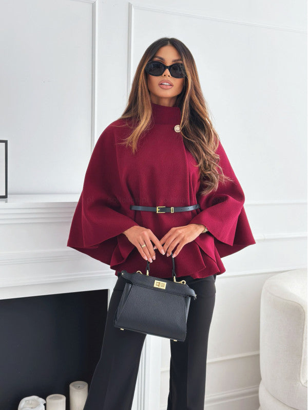 Jachetă elegantă Poncho cu centură
